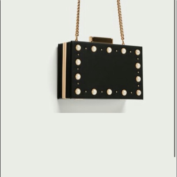 ZARA Faux Pearl Minaudière Box Clutch - Picture 7 of 9